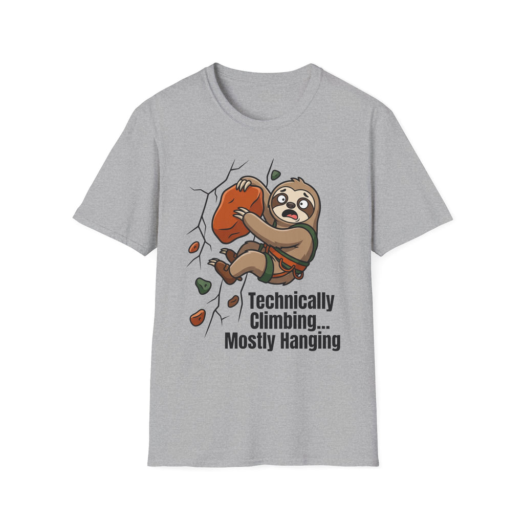 Technically Climbing Mostly Hanging Sloth Climbing T-Shirt
