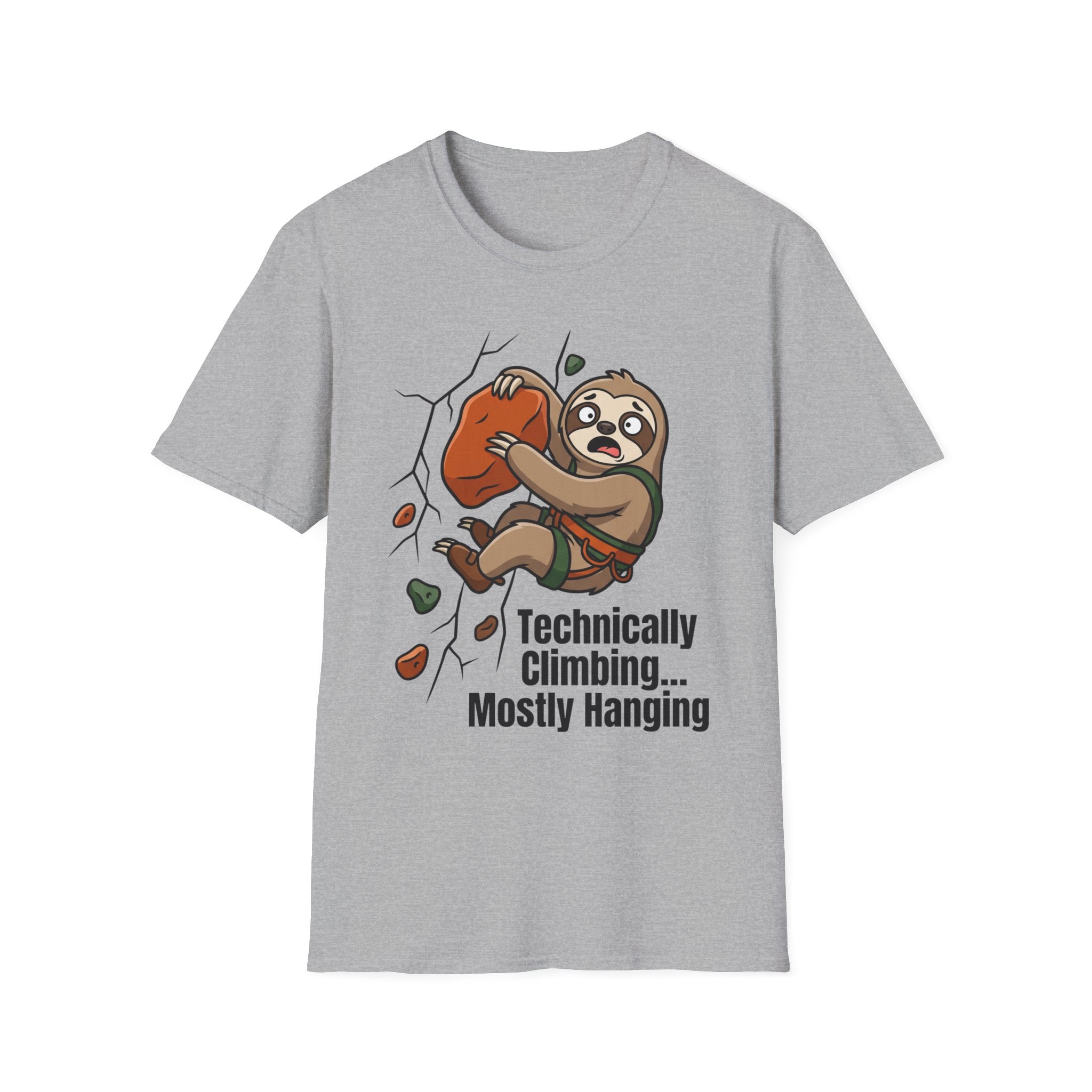 Technically Climbing Mostly Hanging Sloth Climbing T-Shirt