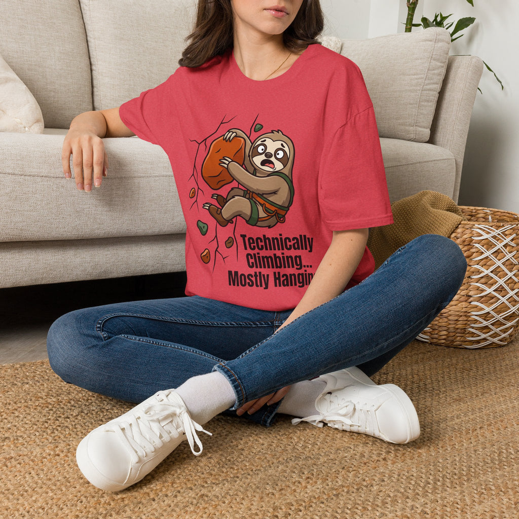 Technically Climbing Mostly Hanging Sloth Climbing T-Shirt