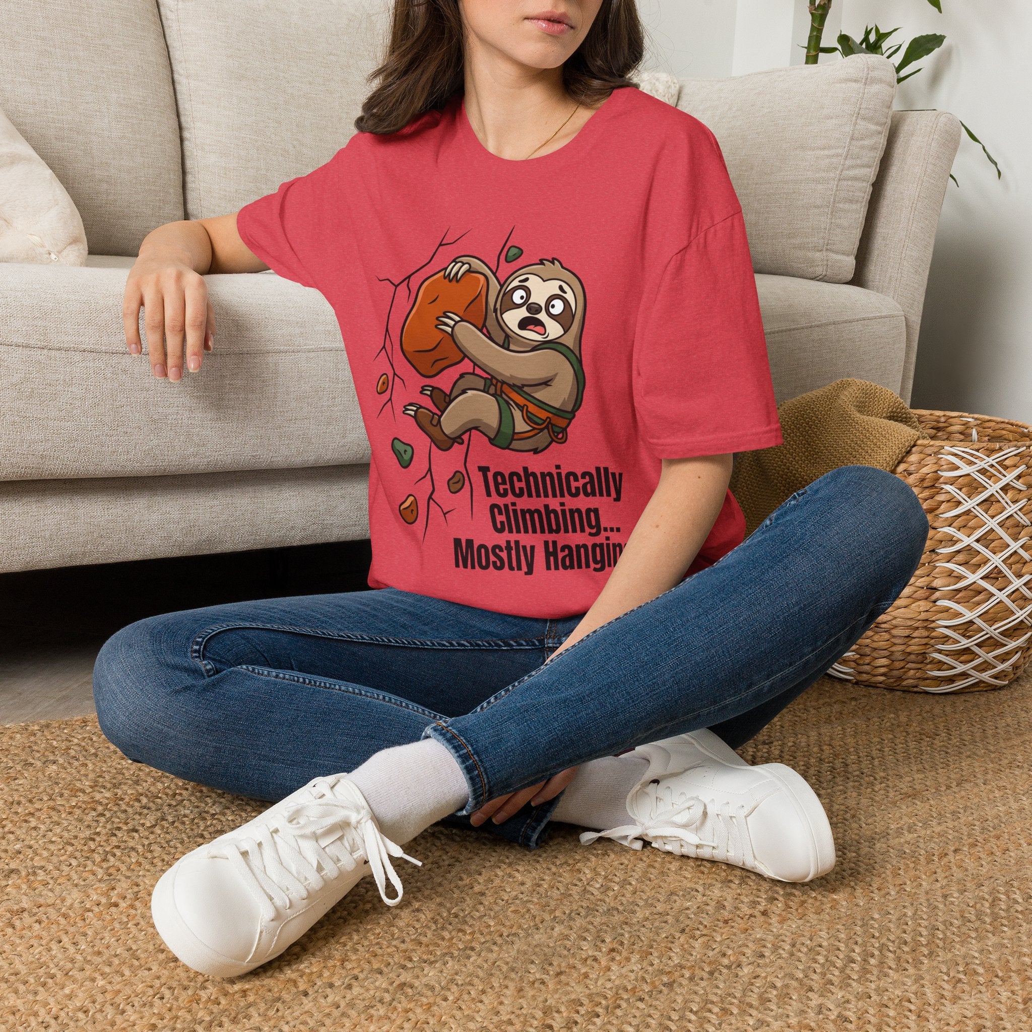 Technically Climbing Mostly Hanging Sloth Climbing T-Shirt