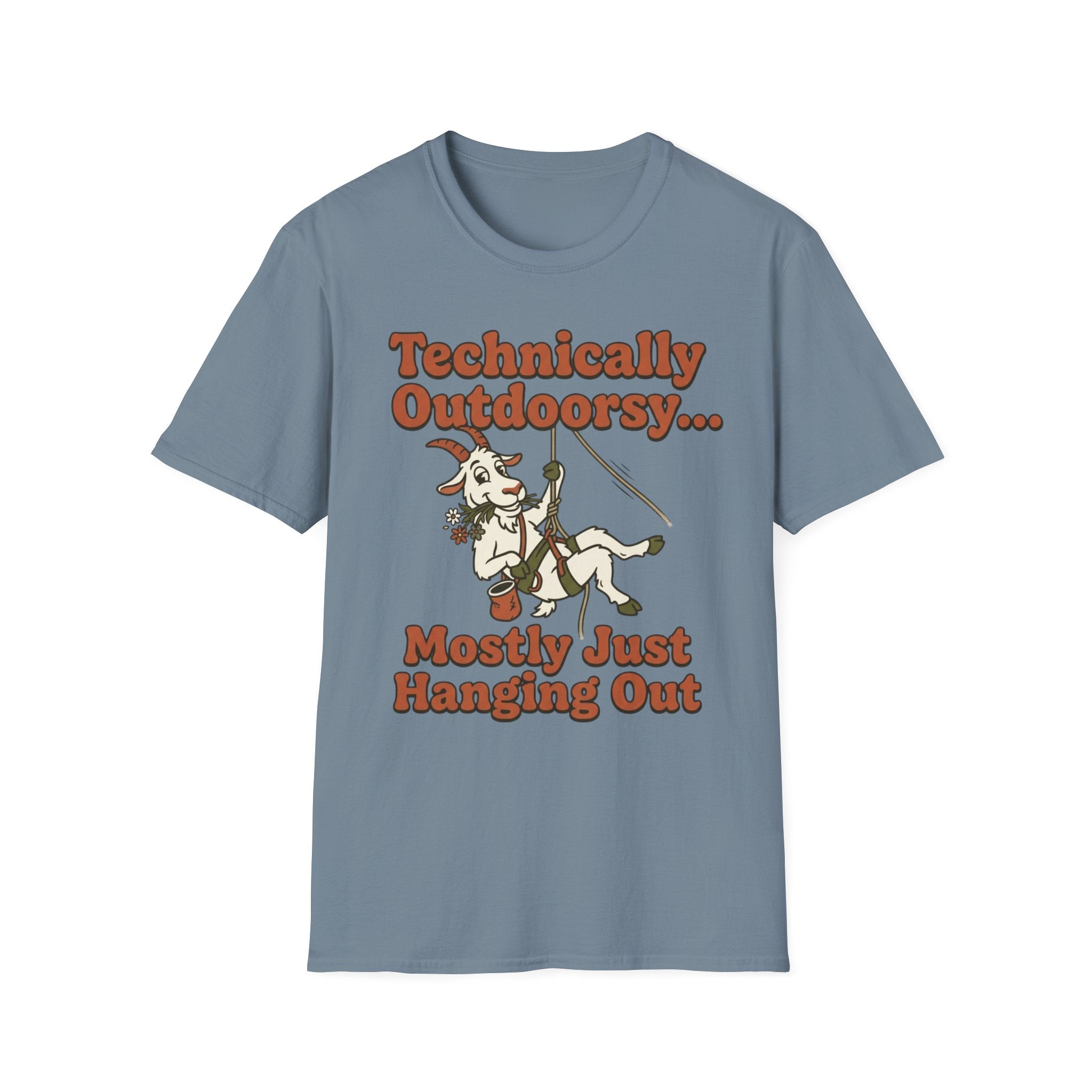 Technically Outdoorsy Mostly Just Hanging Out Goat Climbing T-Shirt