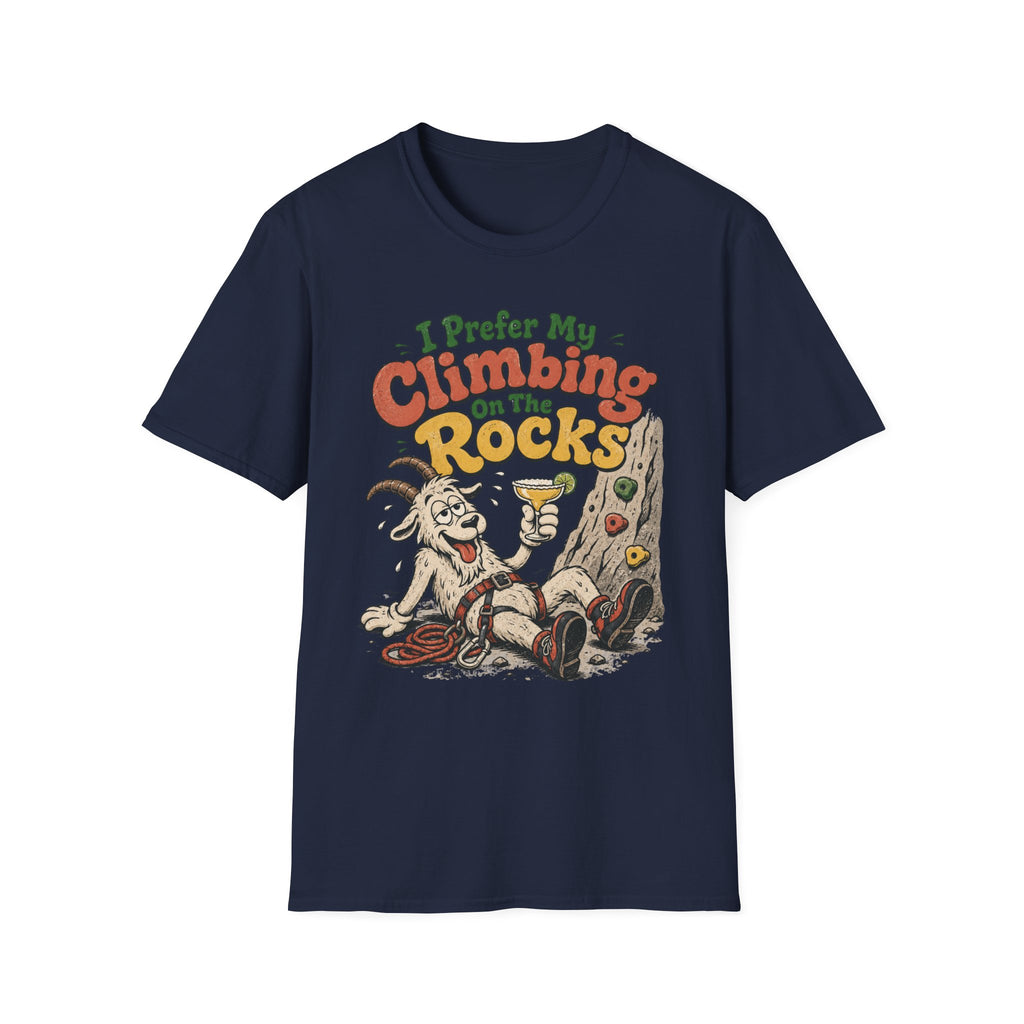 I Prefer My Climbing On The Rocks Goat Climbing T-Shirt