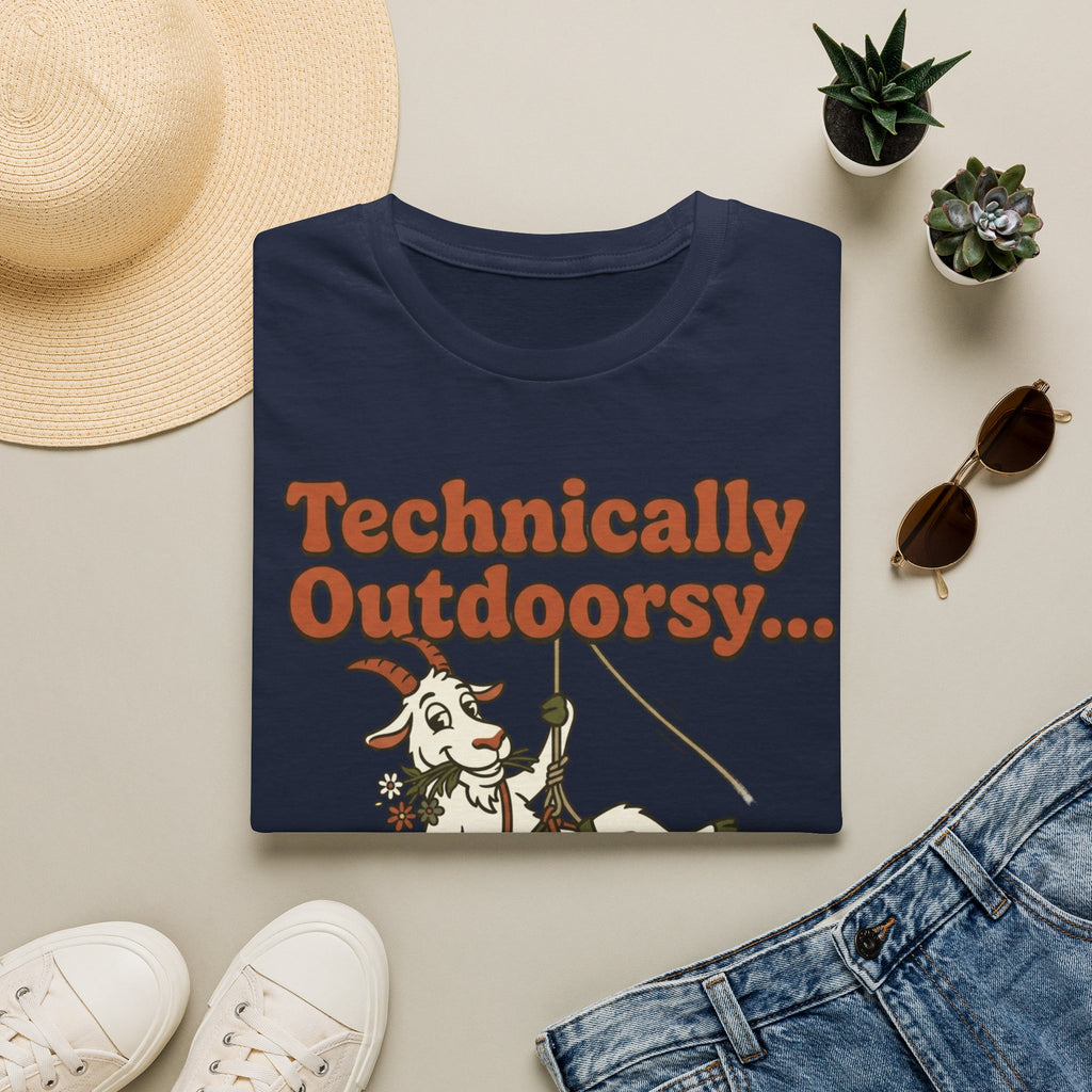 Technically Outdoorsy Mostly Just Hanging Out Goat Climbing T-Shirt