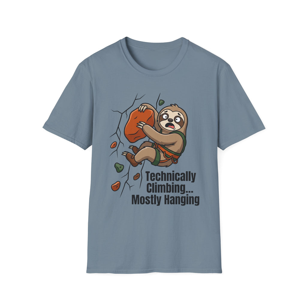 Technically Climbing Mostly Hanging Sloth Climbing T-Shirt