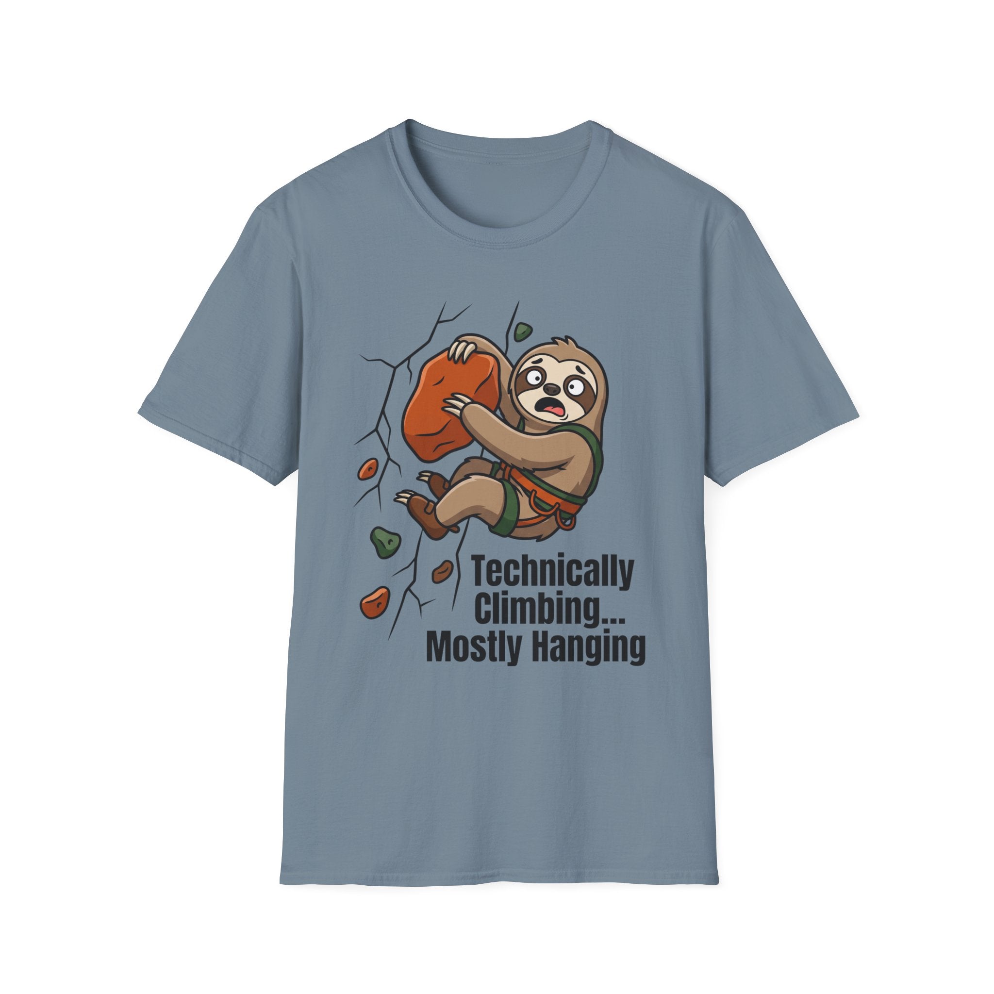Technically Climbing Mostly Hanging Sloth Climbing T-Shirt