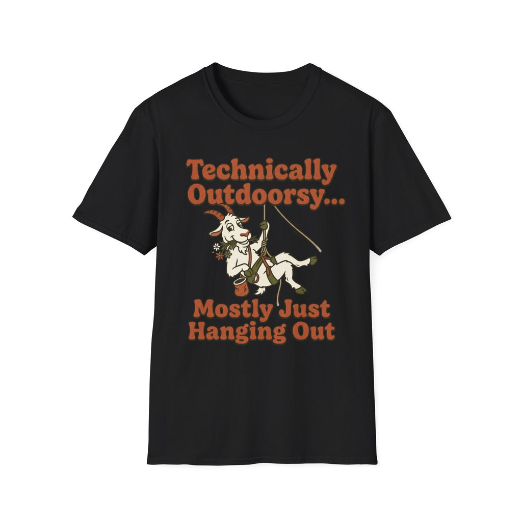Technically Outdoorsy Mostly Just Hanging Out Goat Climbing T-Shirt