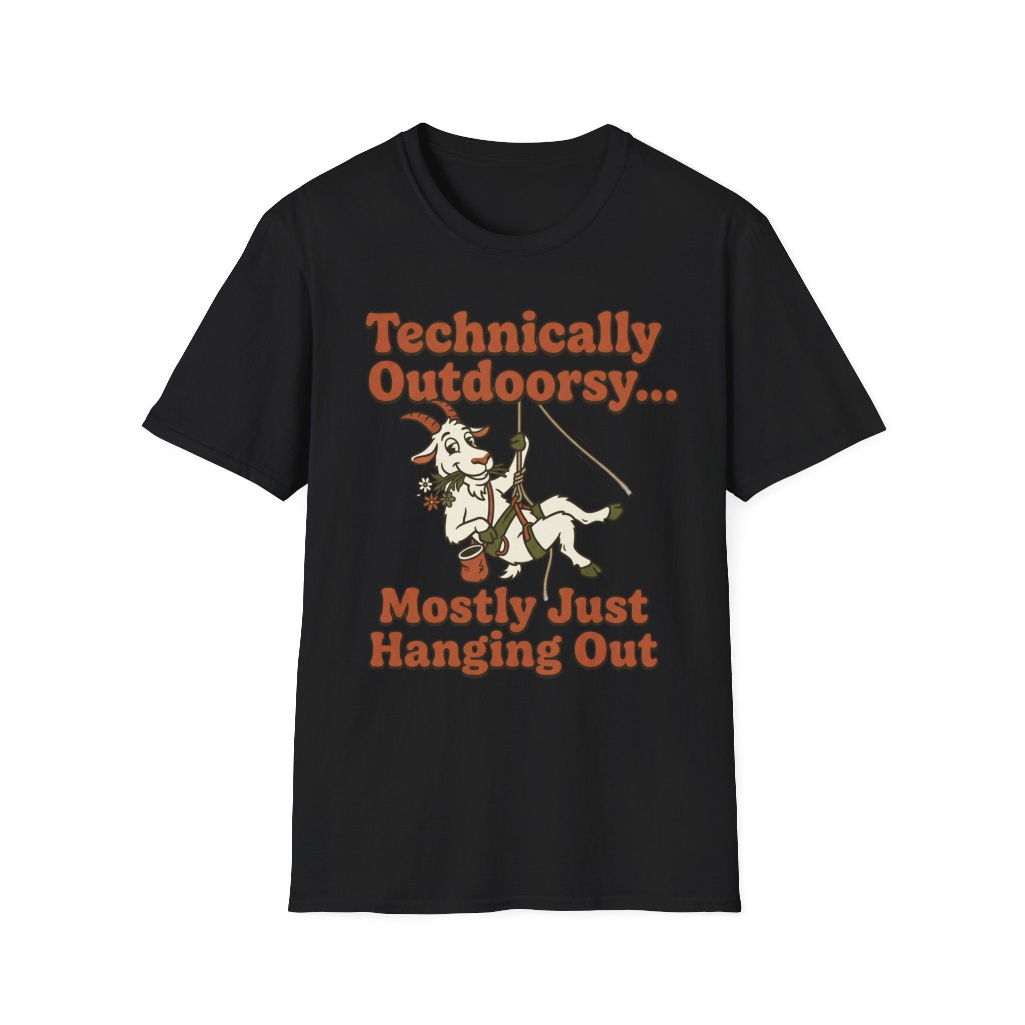 Technically Outdoorsy Mostly Just Hanging Out Goat Climbing T-Shirt