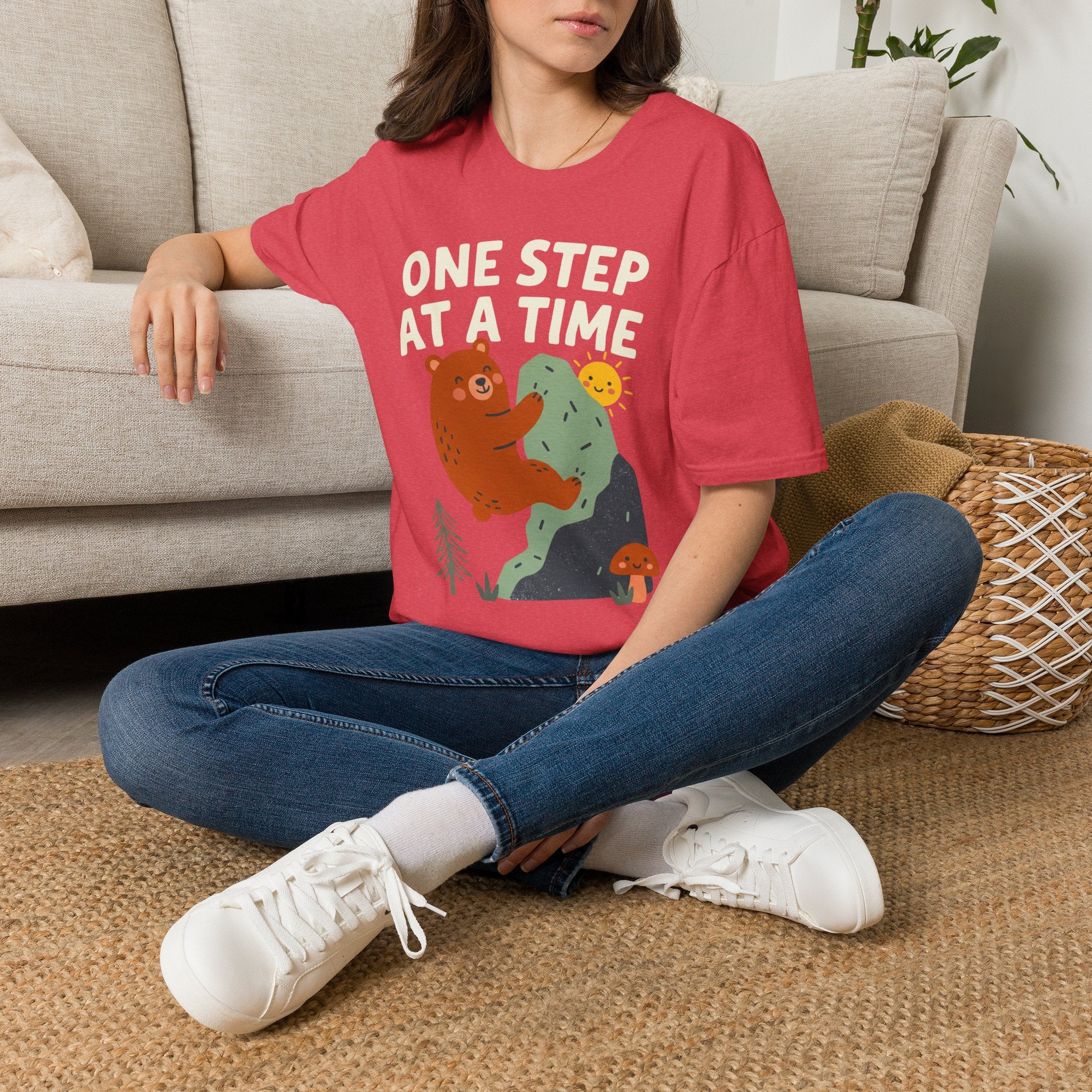 One Step at a Time Cute Bear Climbing T-Shirt