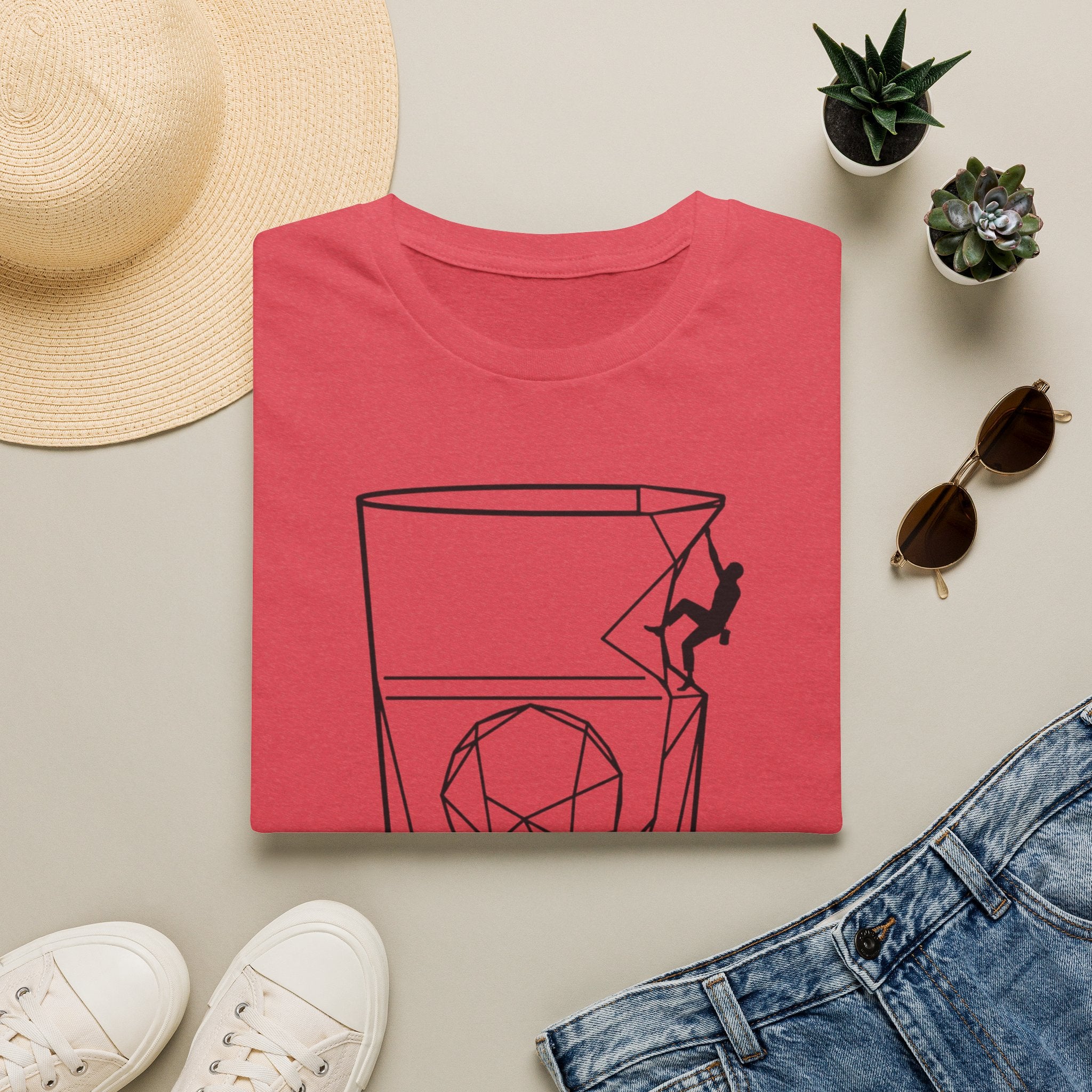On The Rocks Line Art Climbing T-Shirt