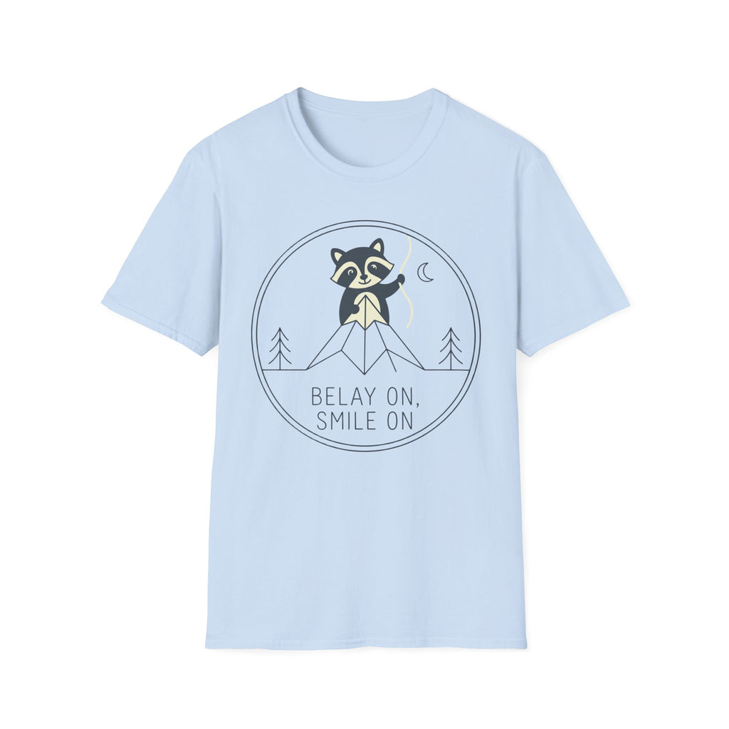 Belay on Smile on Raccoon Climbing T-Shirt