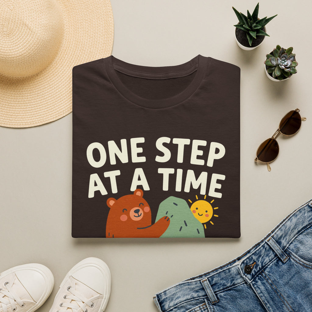 One Step at a Time Cute Bear Climbing T-Shirt