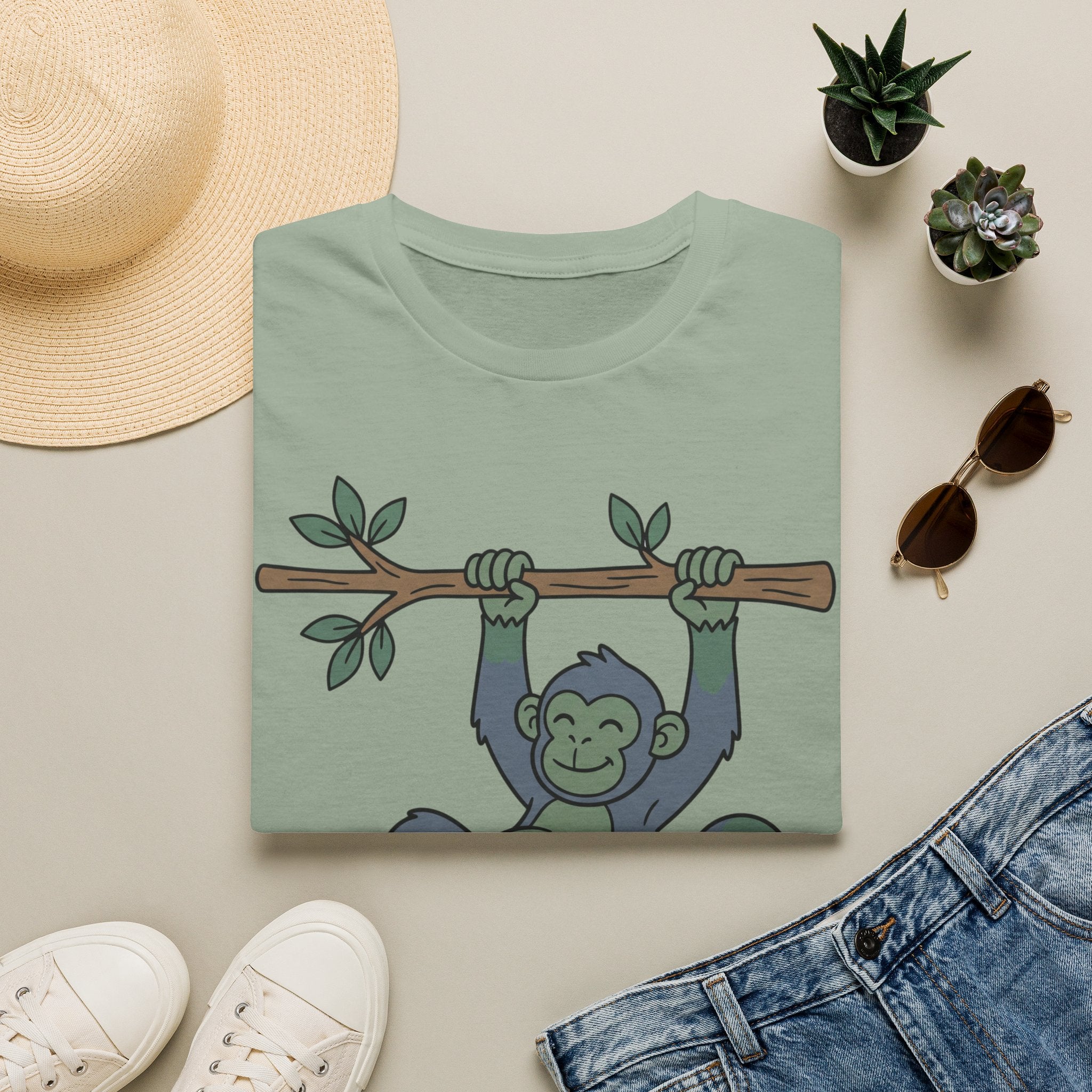 Cute Monkey Climbing T-Shirt