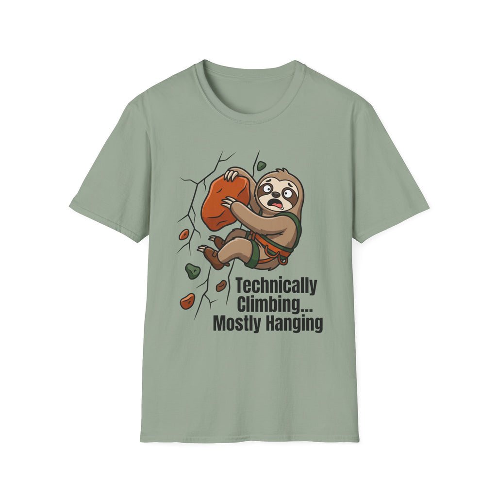 Technically Climbing Mostly Hanging Sloth Climbing T-Shirt