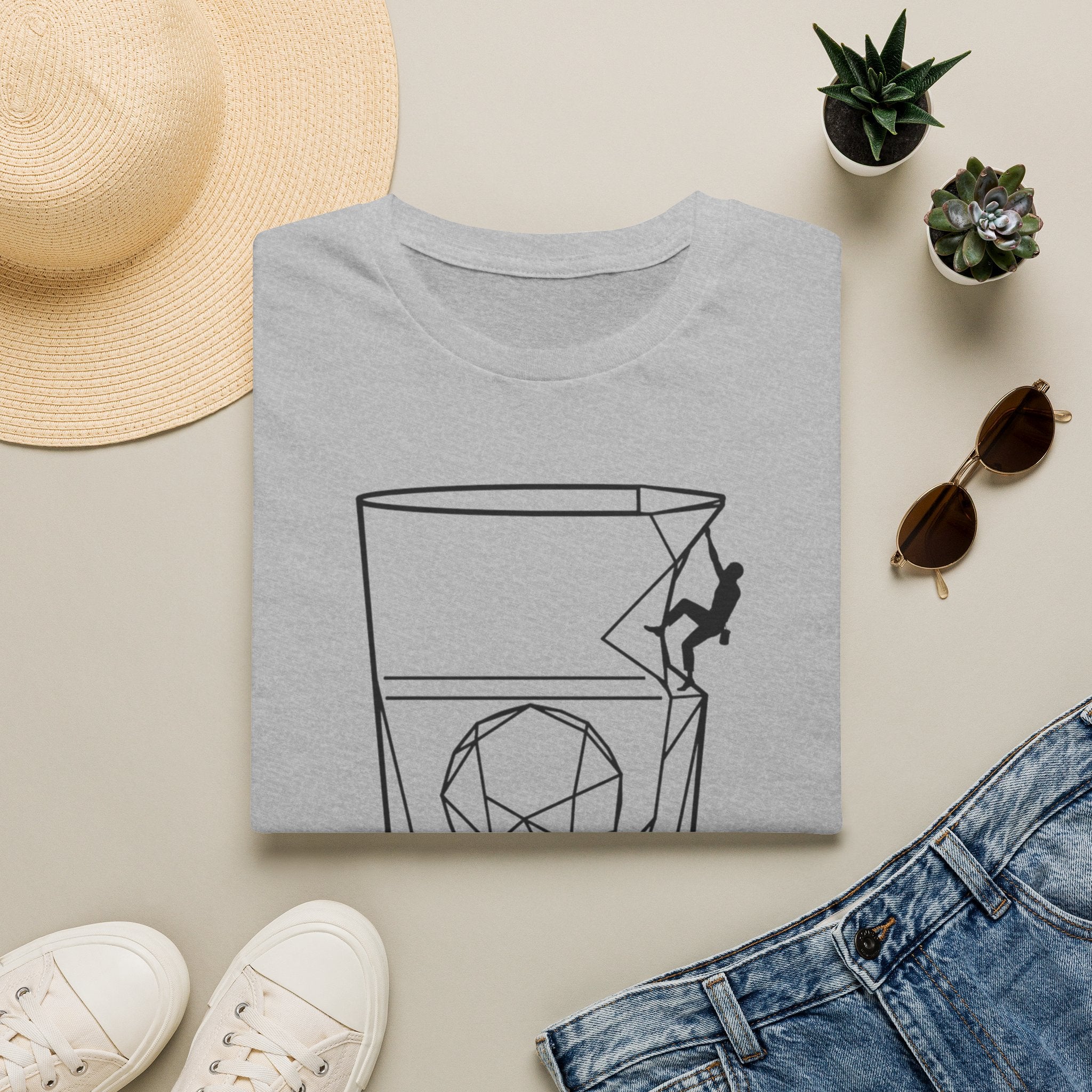 On The Rocks Line Art Climbing T-Shirt