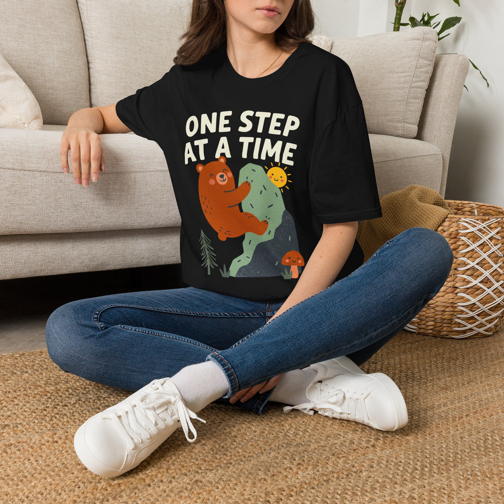 One Step at a Time Cute Bear Climbing T-Shirt