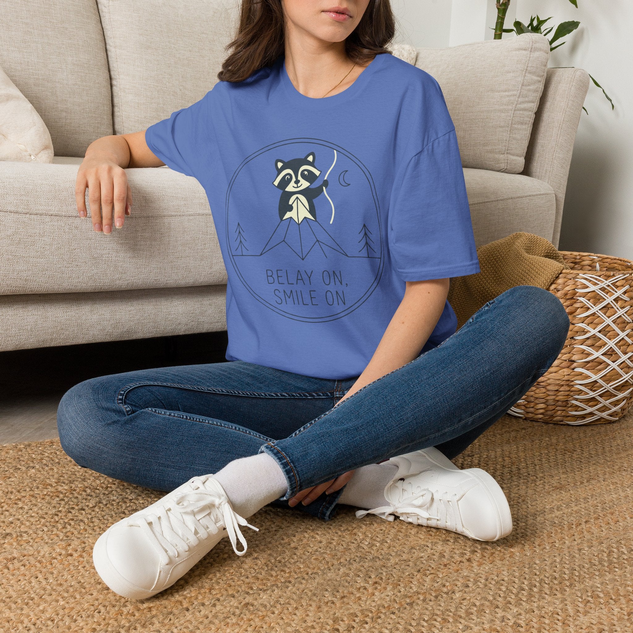 Belay on Smile on Raccoon Climbing T-Shirt