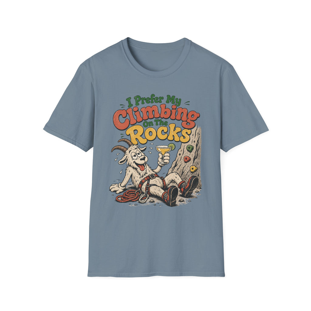 I Prefer My Climbing On The Rocks Goat Climbing T-Shirt
