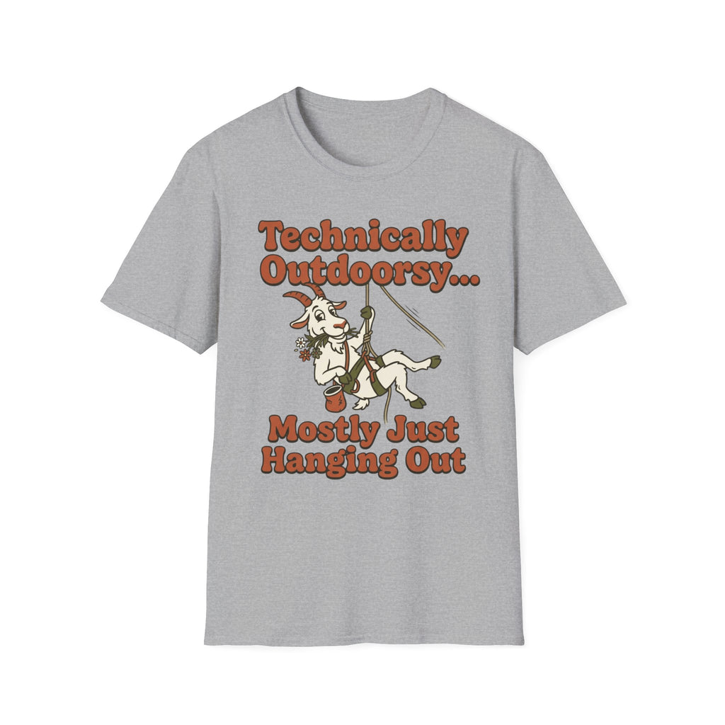 Technically Outdoorsy Mostly Just Hanging Out Goat Climbing T-Shirt