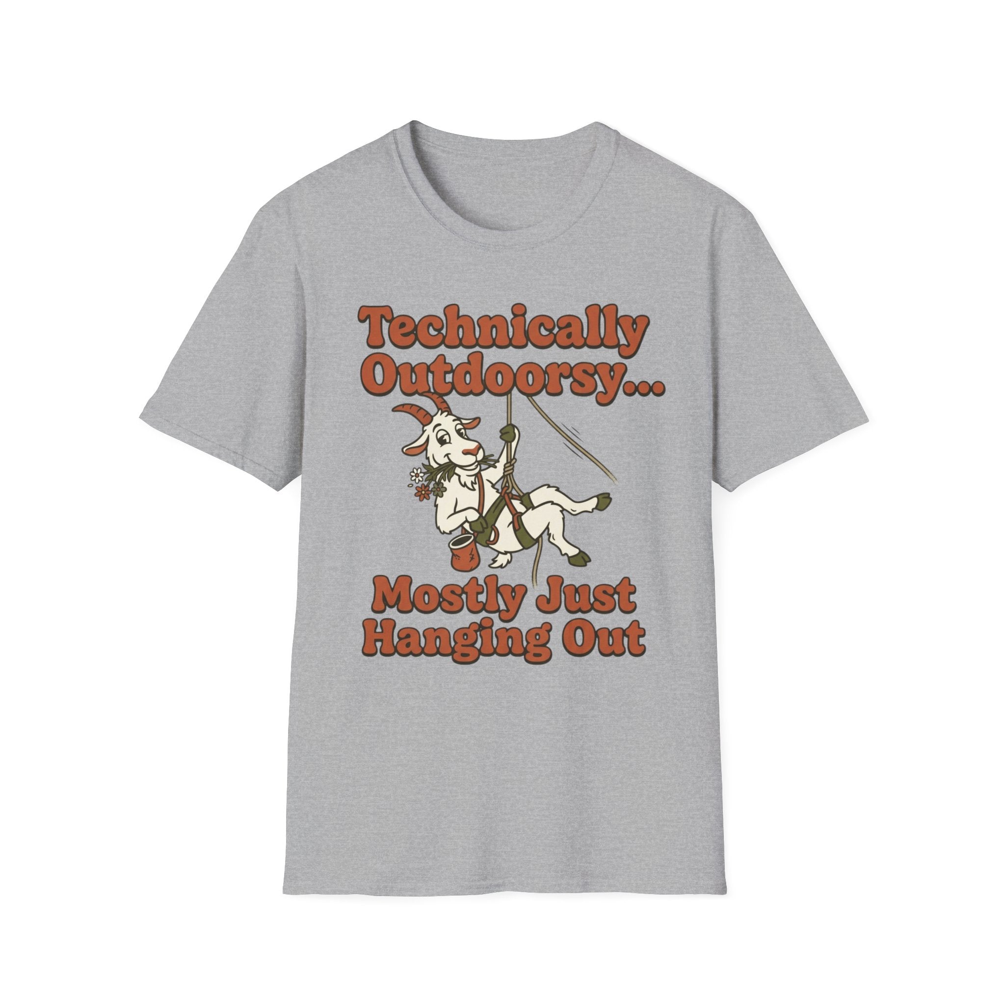 Technically Outdoorsy Mostly Just Hanging Out Goat Climbing T-Shirt