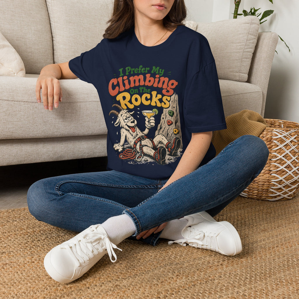 I Prefer My Climbing On The Rocks Goat Climbing T-Shirt