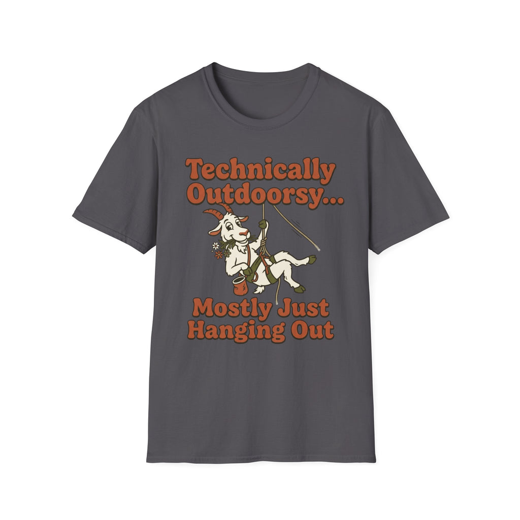 Technically Outdoorsy Mostly Just Hanging Out Goat Climbing T-Shirt