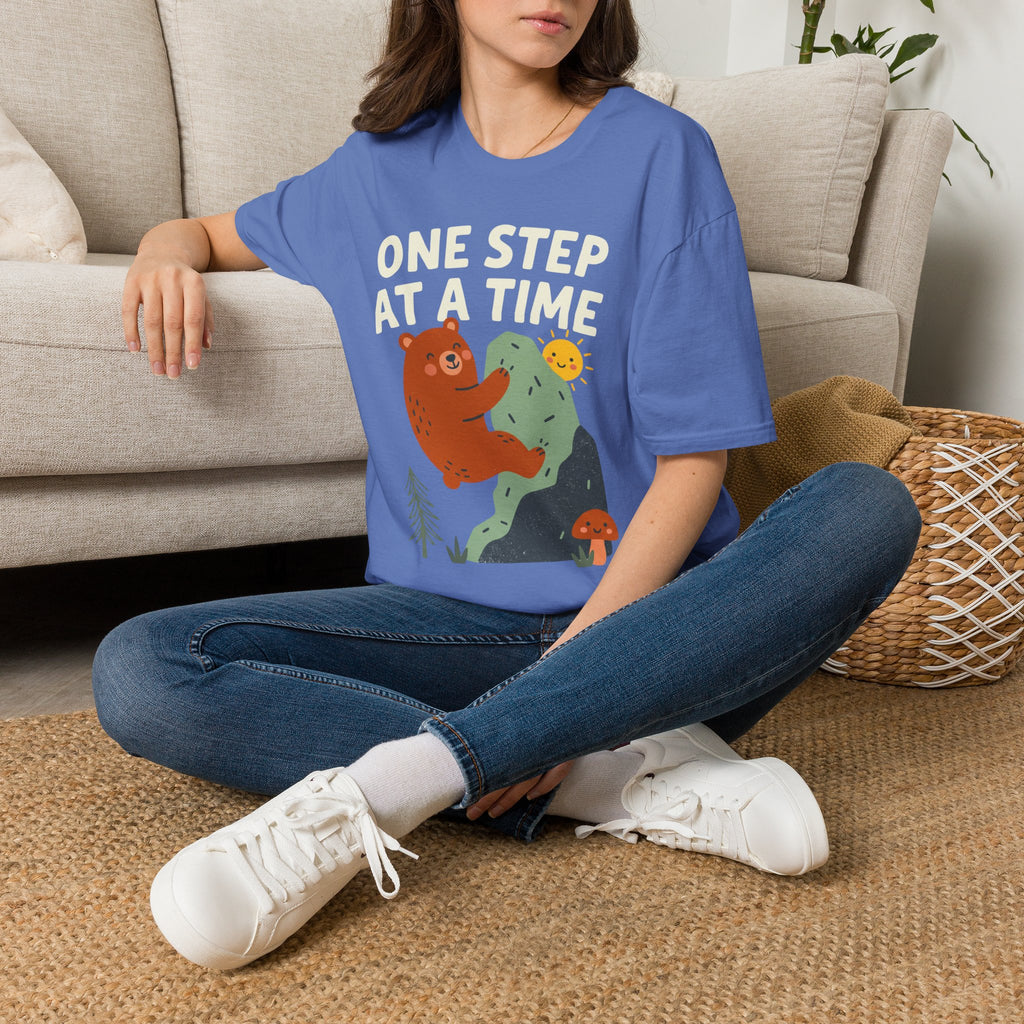 One Step at a Time Cute Bear Climbing T-Shirt