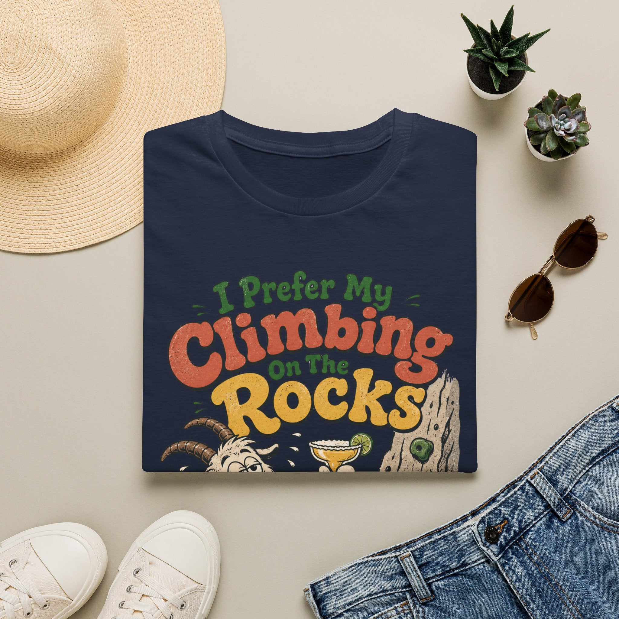 I Prefer My Climbing On The Rocks Goat Climbing T-Shirt