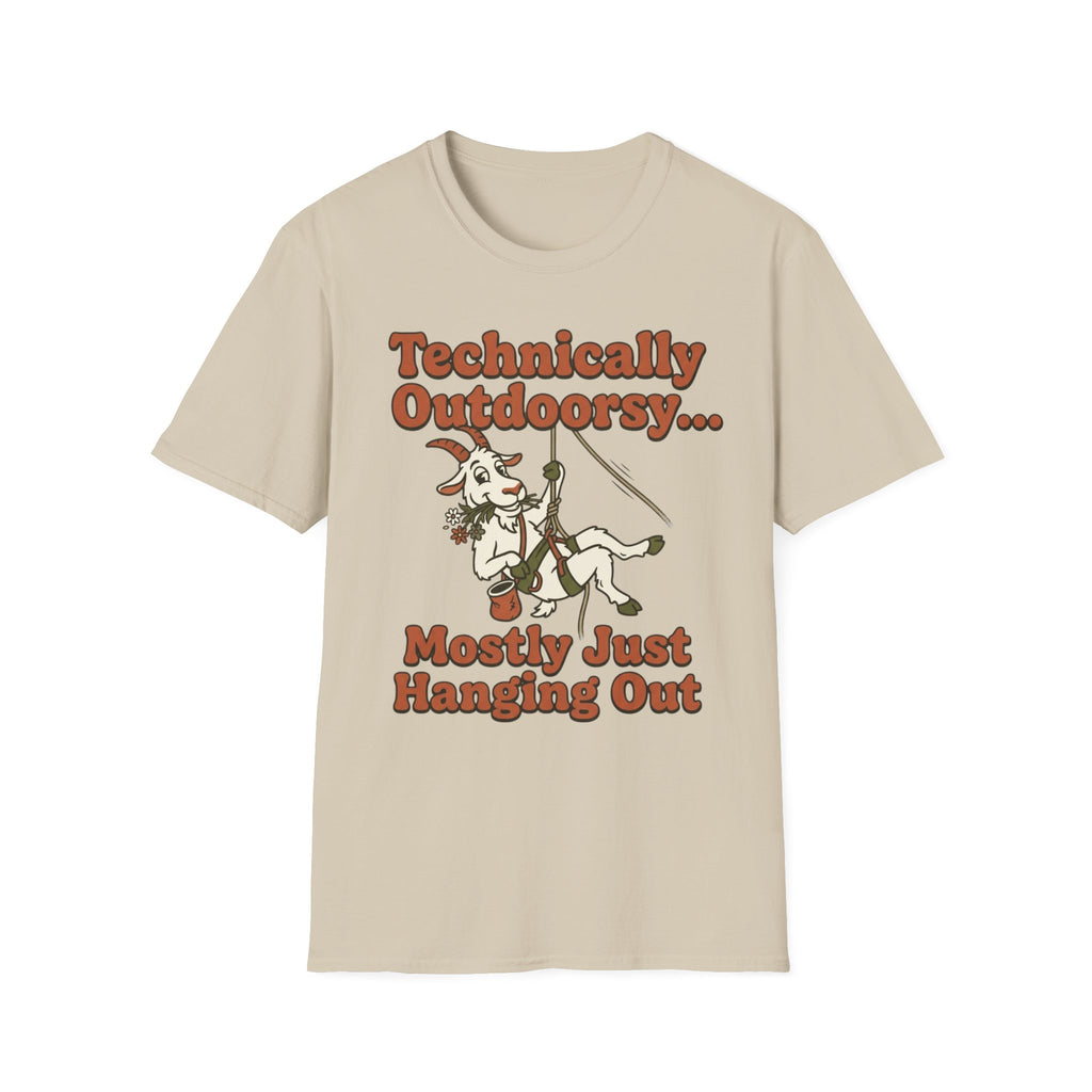 Technically Outdoorsy Mostly Just Hanging Out Goat Climbing T-Shirt