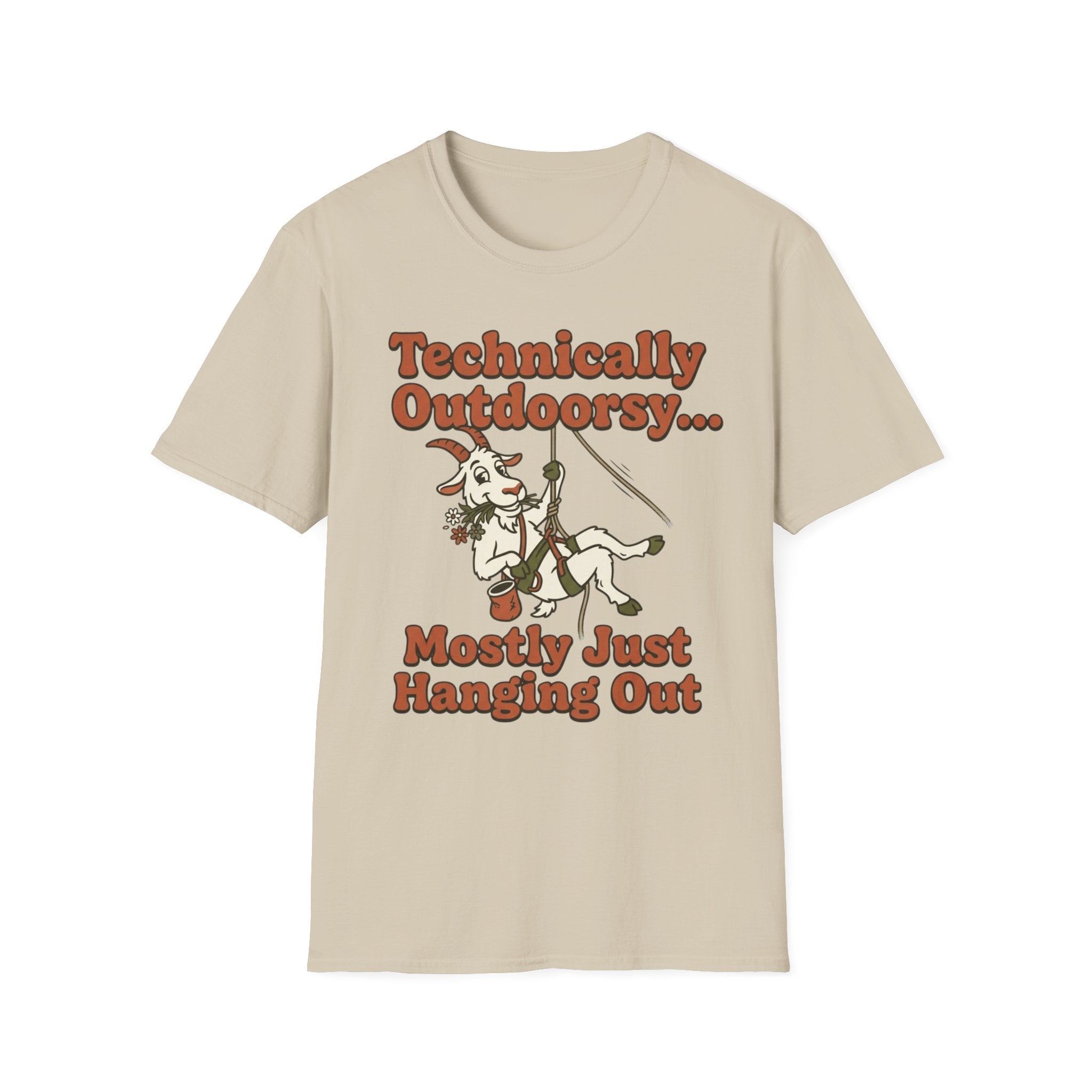 Technically Outdoorsy Mostly Just Hanging Out Goat Climbing T-Shirt