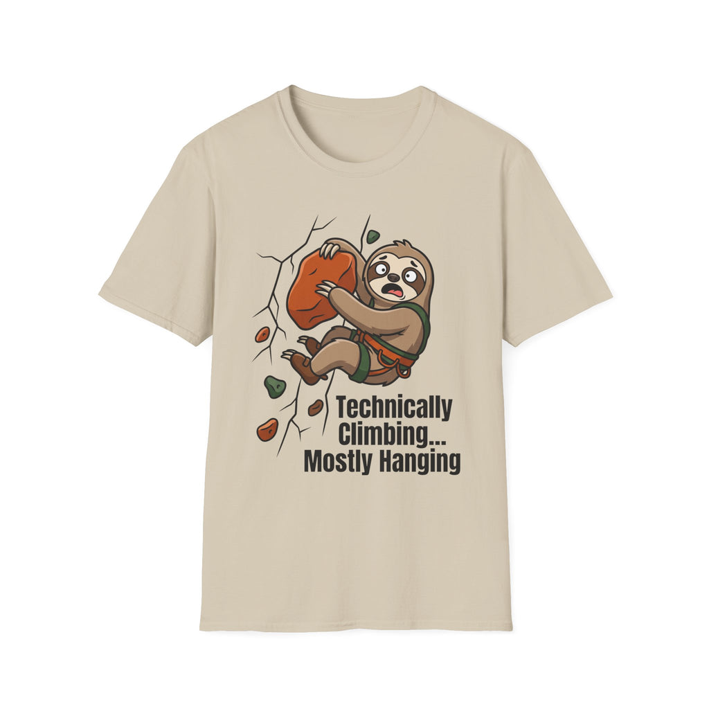 Technically Climbing Mostly Hanging Sloth Climbing T-Shirt