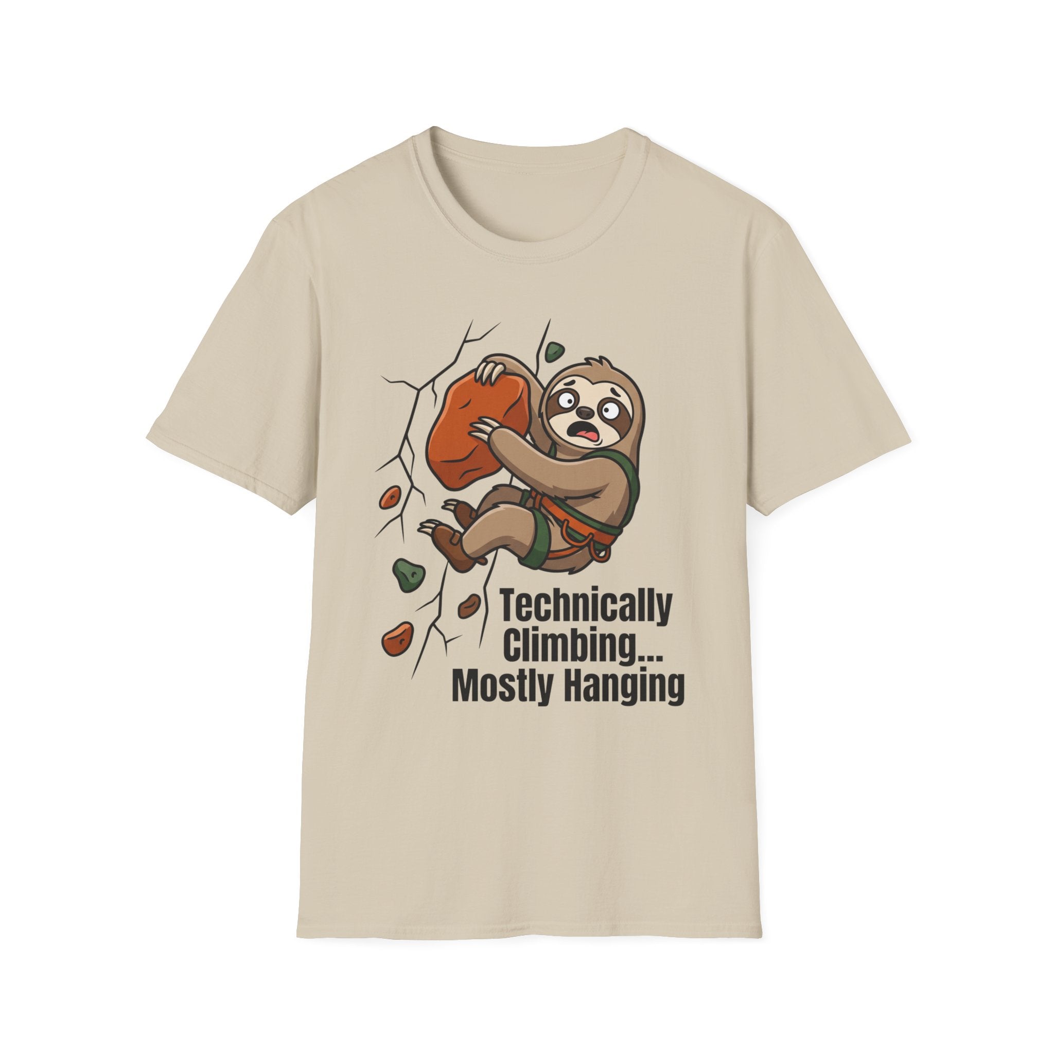 Technically Climbing Mostly Hanging Sloth Climbing T-Shirt