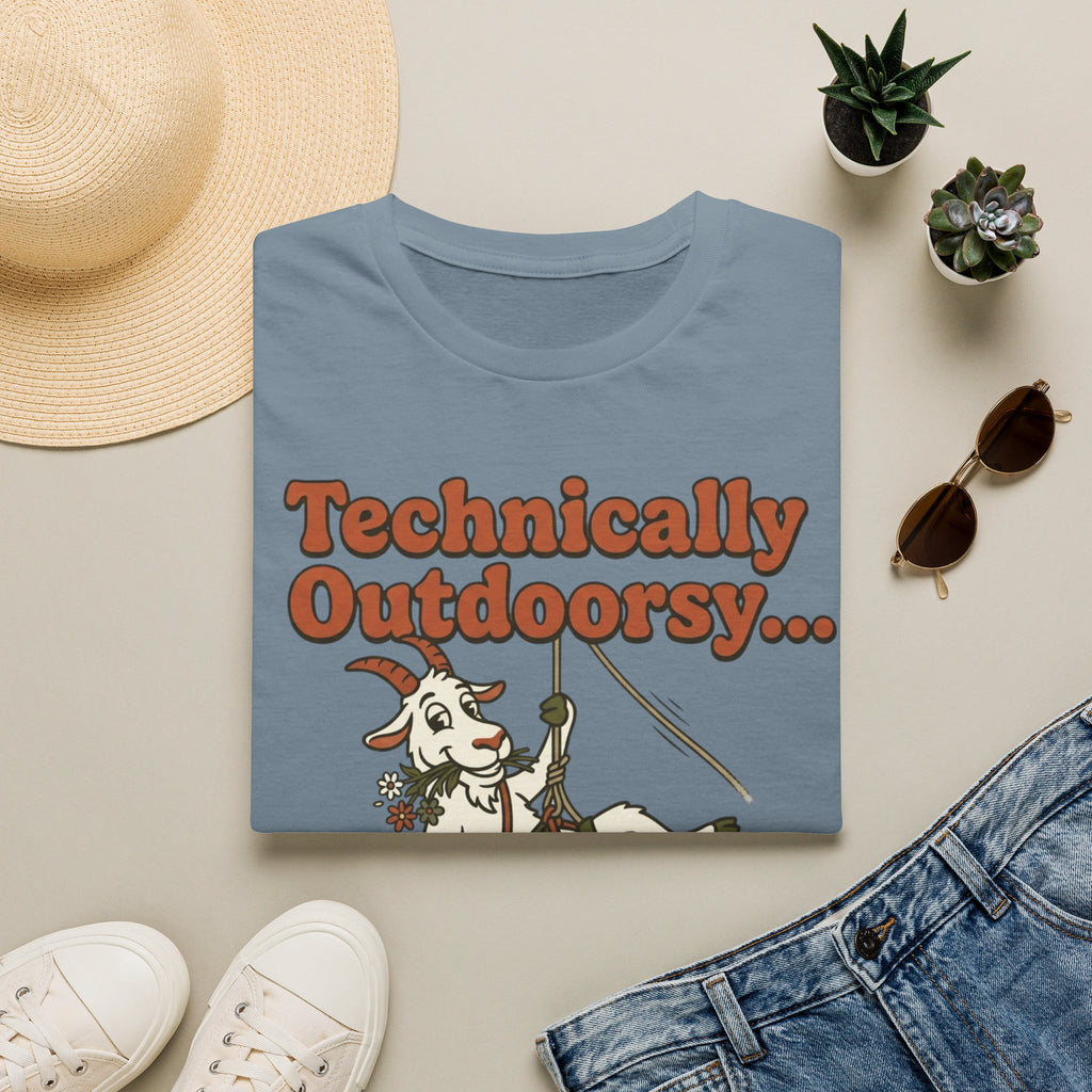 Technically Outdoorsy Mostly Just Hanging Out Goat Climbing T-Shirt