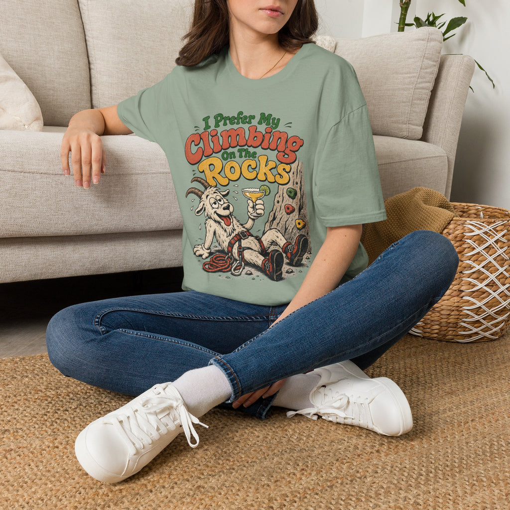 I Prefer My Climbing On The Rocks Goat Climbing T-Shirt